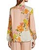 Antonio Melani Flynn Floral Print Coordinating Linen Blend Collar Neck Long Sleeve Button Down Blouse, Color:Peach Floral - Image 2