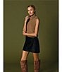 Color:Black - Image 6 - Gabby Genuine Leather Mini Skirt