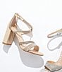 Color:Bespoked Nude/Glimmer Gold - Image 5 - Garlini Rhinestone Embellished Strappy Block Heel Dress Sandals