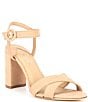 Color:Spanish Sand - Image 1 - Geena Nubuck Leather Ankle Strap Heels