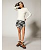 Antonio Melani Georgie Woven Brushed Plaid Fringe High Rise Wrap Front Mini A-Line Skirt, Black/Cream - Image 8