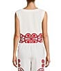 Antonio Melani Goldie Linen Blend Round Neck Sleeveless Coordinating Blouse, Color:Red Scroll - Image 2