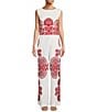 Antonio Melani Goldie Linen Blend Round Neck Sleeveless Coordinating Blouse, Color:Red Scroll - Image 3
