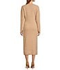 Antonio Melani Greer Wool Blend Knit Crew Neck Long Sleeve Midi Sheath Dress, Color:Camel - Image 2