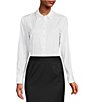 Color:White - Image 1 - Greta Long Sleeve Point Collar Poplin Bodysuit