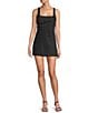 Antonio Melani Guinevere Linen Blend Square Neck Sleeveless Romper, Color:Black - Image 1