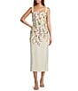 Antonio Melani Halo Linen Blend Floral Embroidered Sleeveless Midi Dress, Color:Ivory - Image 1