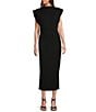 Antonio Melani Harper Matte Jersey Mock Neck Dropped Cap Sleeve Midi Sheath Dress, Color:Black - Image 1