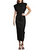 Antonio Melani Harper Matte Jersey Mock Neck Dropped Cap Sleeve Midi Sheath Dress, Color:Black - Image 1
