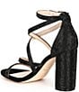 Color:Black - Image 3 - Hazlyn Satin Rhinestone Embellished Strappy Dress Sandals
