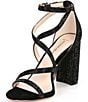 Color:Black - Image 4 - Hazlyn Satin Rhinestone Embellished Strappy Dress Sandals