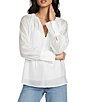 Antonio Melani Isla Luxe Sheer Round Keyhole Neckline Long Sleeve Tie Front Blouse - Image 5