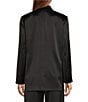 Color:Black - Image 2 - Jelena Satin Collared Button Front Coordinating Blazer Jacket