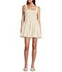Color:Ivory - Image 1 - Jemma Square Neck A Line Tweed Sleeveless Mini Dress