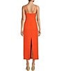Color:Mandarin - Image 2 - Joy Crinkle Textured Halter Neck Sleeveless Midi Dress