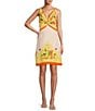 Antonio Melani Kacey Fruit Printed Linen V-Neck Sleeveless A-Line Dress, Color:Multi Fruit - Image 1