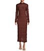 Antonio Melani Katelyn Long Sleeve Turtleneck Puckered Jacquard Maxi Dress, Color:Brandy - Image 1