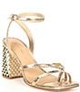 Color:Glimmer Gold - Image 1 - Katona Ankle Metallic Leather Strappy Sandals
