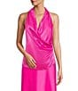 Color:Bright Pink - Image 1 - Kaya Satin V-Neck Sleeveless Blouse