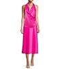 Color:Bright Pink - Image 3 - Kaya Satin V-Neck Sleeveless Blouse