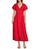 Antonio Melani Kiara Short Puff Sleeve A-Line Maxi Dress, Color:Scarlet - Image 1