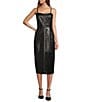 Color:Black - Image 1 - Kim Sheath Leather Dress