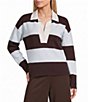 Antonio Melani Knit Stripe Collar Long Sleeve Polo Sweater - Image 1