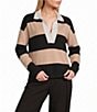 Antonio Melani Knit Stripe Collar Long Sleeve Polo Sweater - Image 5