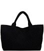 Color:Black - Image 1 - Large Neoprene Woven Tote Bag