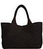 Color:Black - Image 1 - Large Neoprene Woven Tote Bag