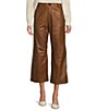 Color:Chestnut - Image 1 - Morgan Genuine Leather Culotte High Rise Wide Leg Cropped Pants
