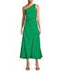 Color:Aloe - Image 1 - Lena Drapey Sateen One Shoulder A-line dress
