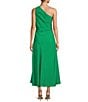 Color:Aloe - Image 2 - Lena Drapey Sateen One Shoulder A-line dress