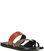 Color:Pesto/Black/Nutshell Brown - Image 1 - Libbie Leather Snake Embossed Thong Flat Sandals