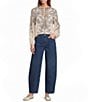 Antonio Melani Lilith Paisley Print Voile Split V-Neck Tie Front Long Sleeve Coordinating Blouse - Image 3