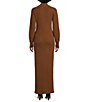 Color:Chestnut - Image 2 - Linda Cashmere Long Sleeve V-Neck Sweater Dress
