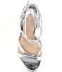 Color:Silver - Image 5 - Lione Metallic Foil Fabric Strappy Dress Sandals