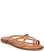 Color:Ibiza Nude - Image 1 - Logann Leather Strappy Toe Loop Flat Thong Sandals