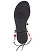 Color:Black - Image 6 - Loola Beaded Leather Ankle Wrap Flat Sandals