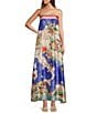 Antonio Melani Lucia Ocean Print Satin Strapless Dress, Color:Ocean Print - Image 1