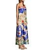 Antonio Melani Lucia Ocean Print Satin Strapless Dress, Color:Ocean Print - Image 3