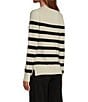 Antonio Melani Luxury Collection Cameron Cashmere Crew Neck Long Sleeve Thick Striped Knit Sweater, Color:Ivory/Black - Image 4