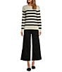 Antonio Melani Luxury Collection Cameron Cashmere Crew Neck Long Sleeve Thick Striped Knit Sweater, Color:Ivory/Black - Image 5