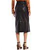 Color:Black - Image 2 - Julia Genuine Leather Faux Wrap Midi Skirt