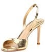 Color:Glimmer Gold - Image 4 - Lyssa Metallic Leather Slingback Dress Sandals