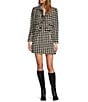 Antonio Melani Macy Wool Blend Houndstooth Square Neck Sleeveless Mini Sheath Dress, Color:Buttercream/Black - Image 3
