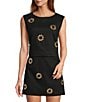 Antonio Melani Coordinating Madelyn Linen Blend Bateau Neckline Shell Embellished Blouse, Color:Black - Image 1