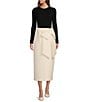 Antonio Melani Maleah Mikado Bow Detail Midi A-Line Skirt, Color:Ivory - Image 3