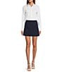 Color:White - Image 3 - Mallory Long Sleeve Point Collar Stretch Poplin Blouse