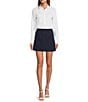 Antonio Melani Mallory Long Sleeve Point Collar Stretch Poplin Blouse, Color:White - Image 3